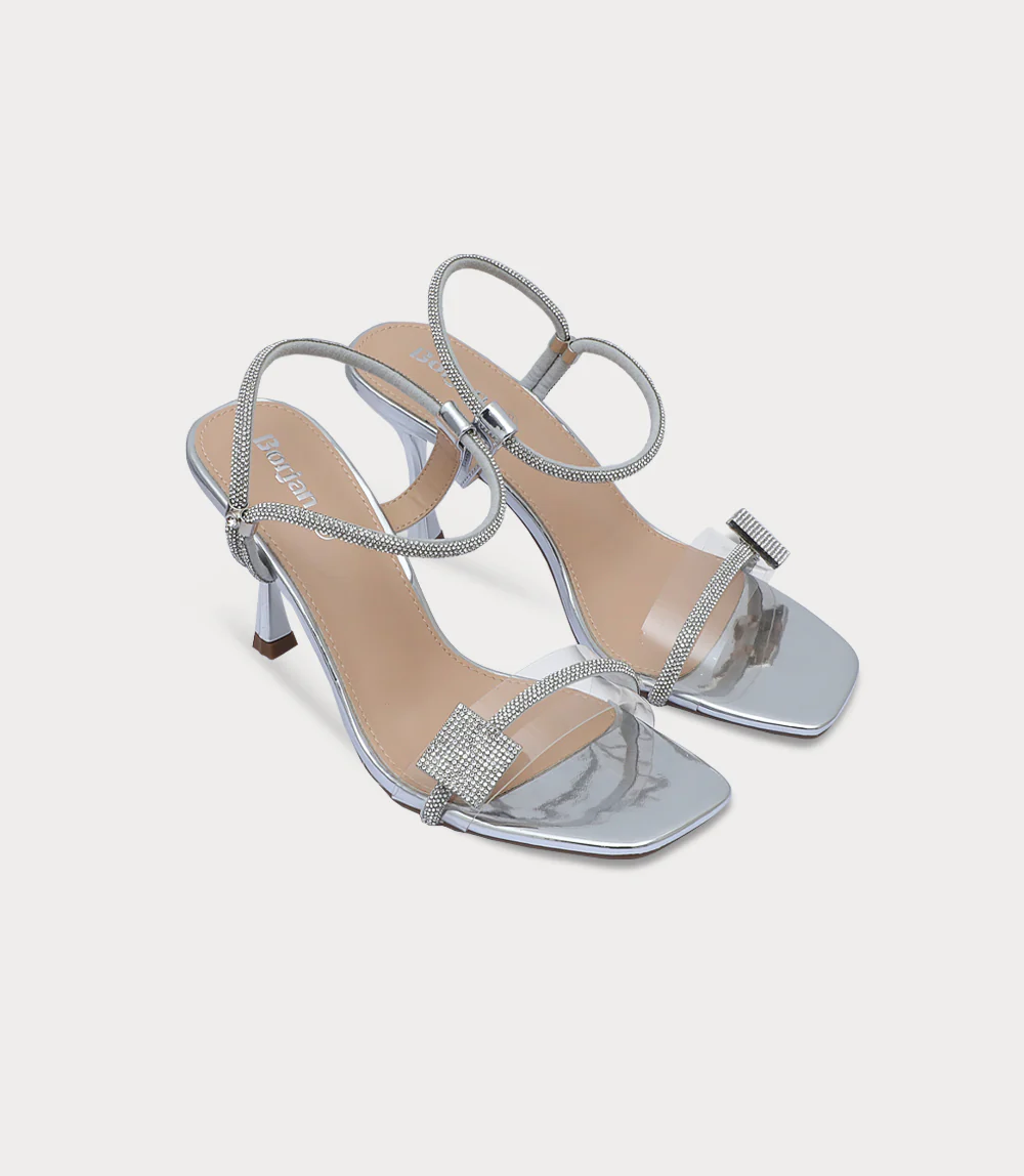 Women Sandal Heels-SILVER - Image 2