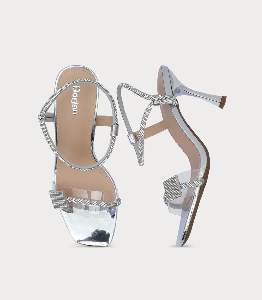 Women Sandal Heels-SILVER - Image 4