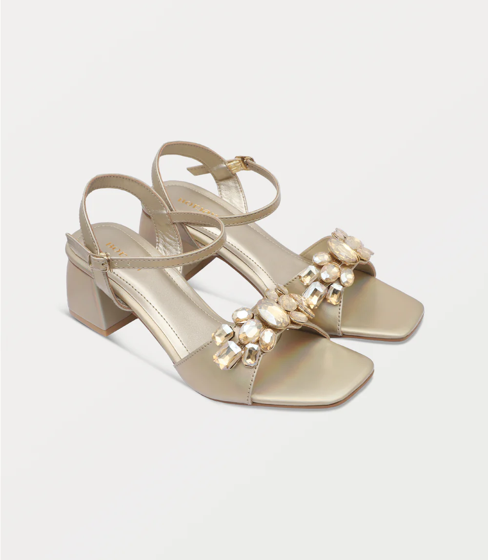 Women Sandal Heels-GOLDEN - Image 2
