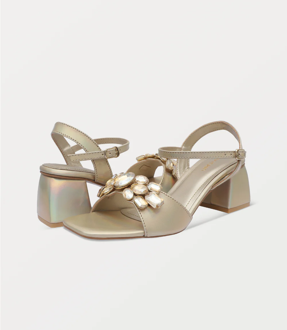 Women Sandal Heels-GOLDEN - Image 3