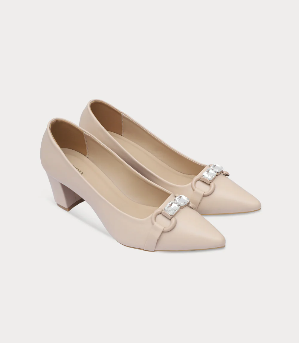 Women Court Shoes-BEIGE - Image 2