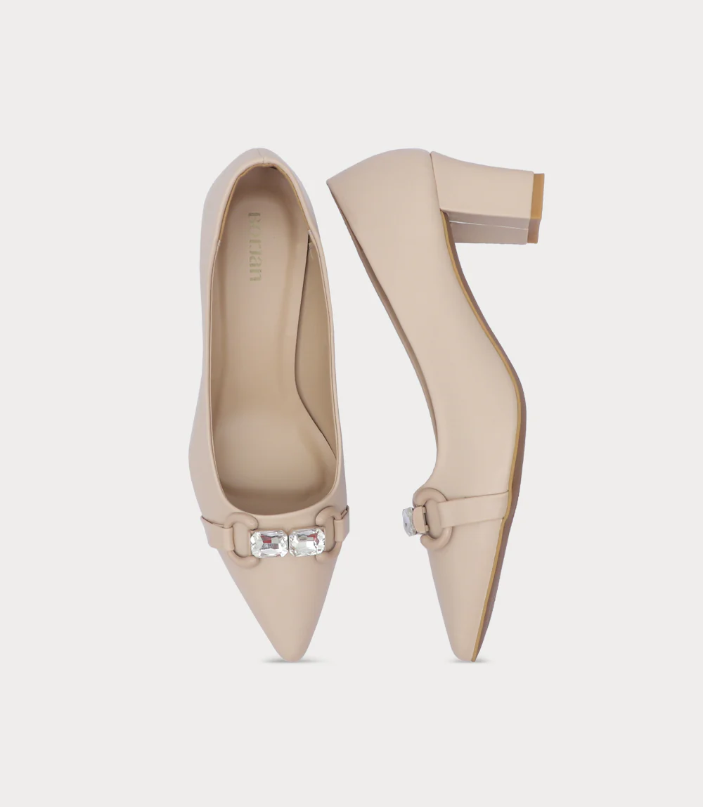 Women Court Shoes-BEIGE - Image 4