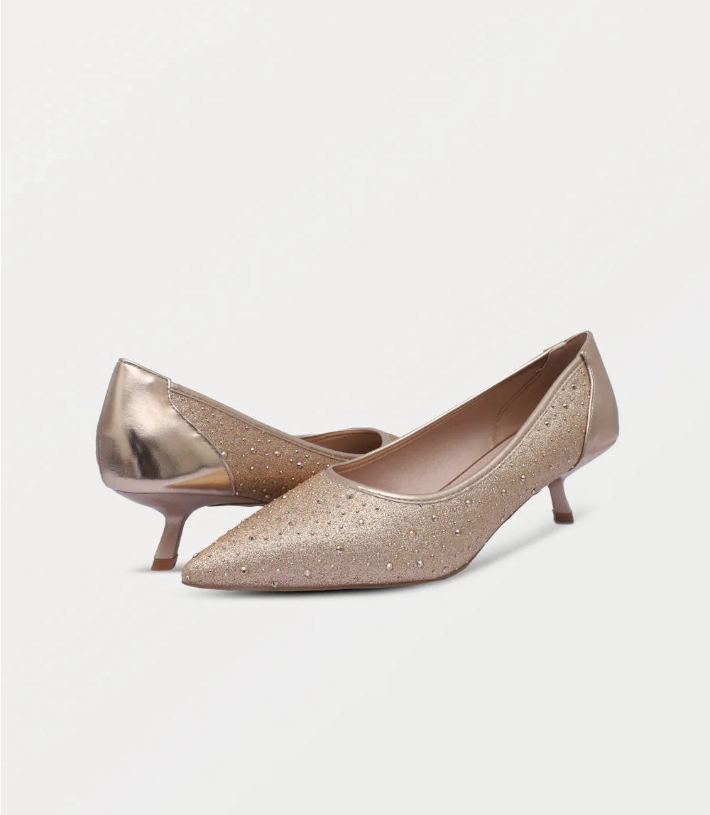 Women Court Shoes-CHAMPAGNE - Image 3