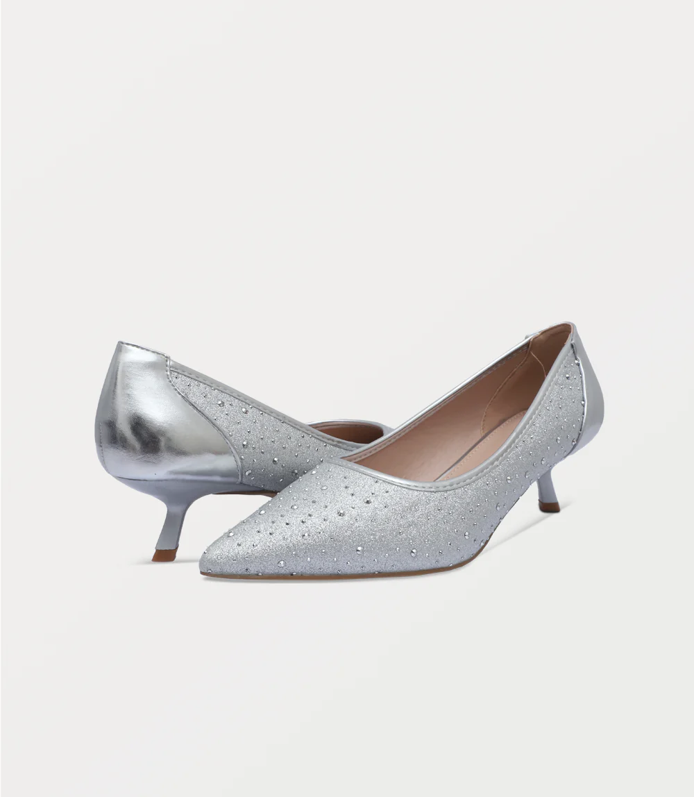 Women Court Shoes-SILVER - Image 3