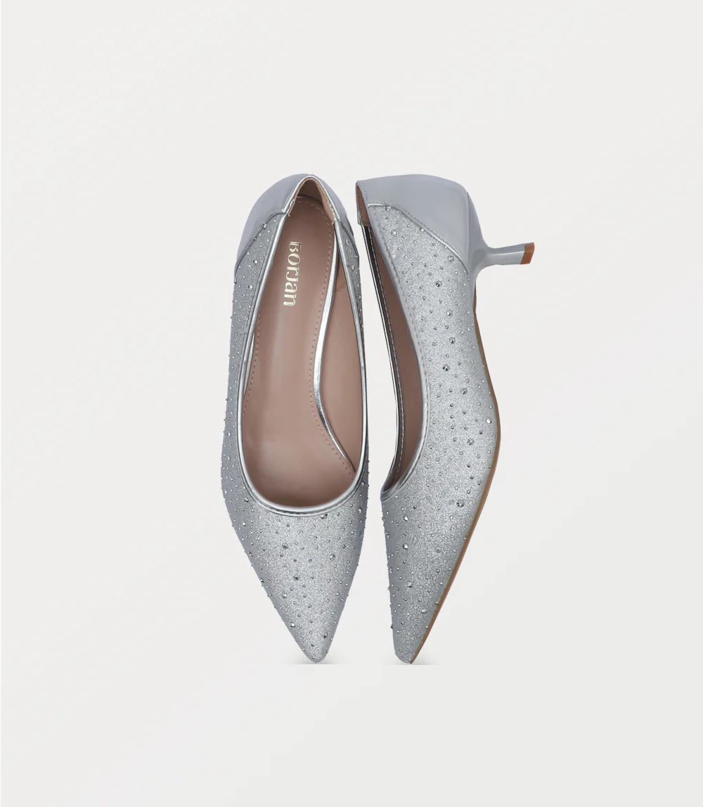 Women Court Shoes-SILVER - Image 4