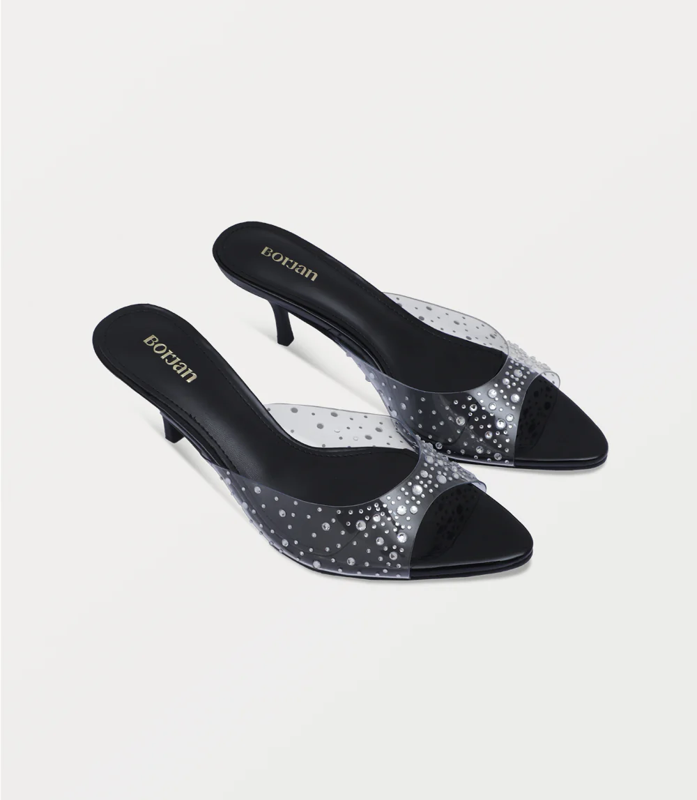 Women Slipper Heels-BLACK - Image 2
