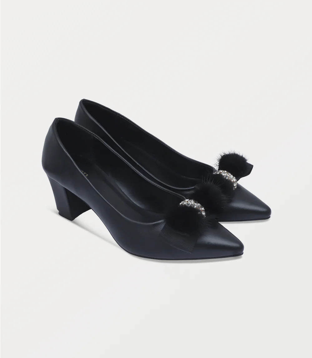 Women Court Shoes-BLACK - Image 2