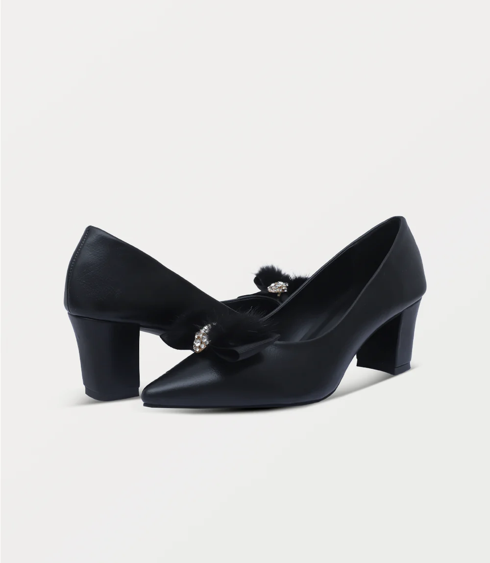 Women Court Shoes-BLACK - Image 3