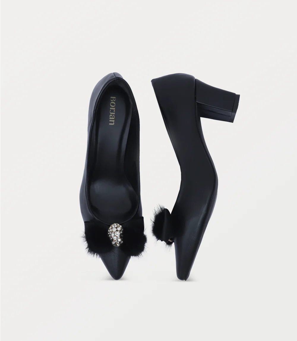 Women Court Shoes-BLACK - Image 4