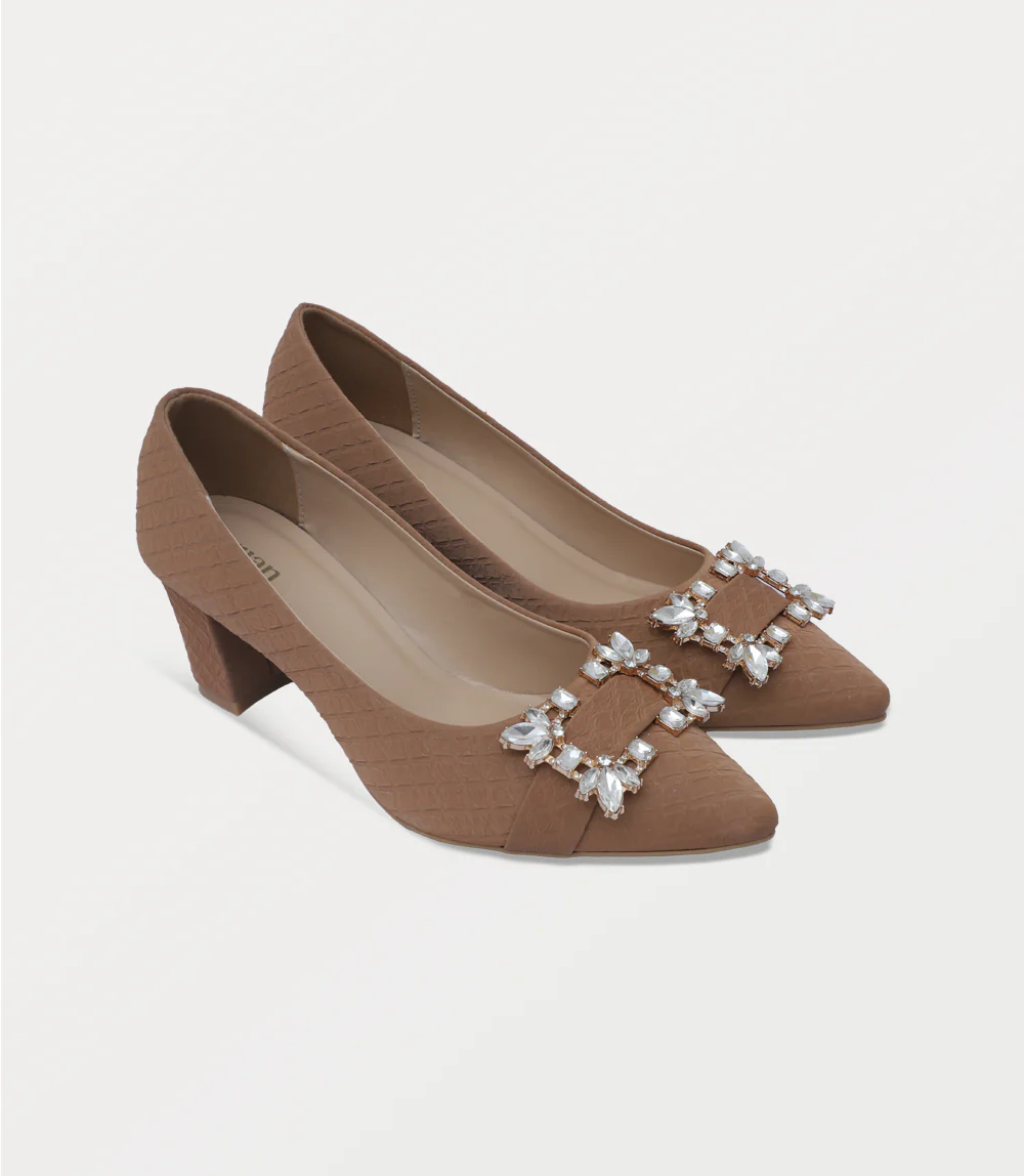 Women Court Shoes-BEIGE - Image 2