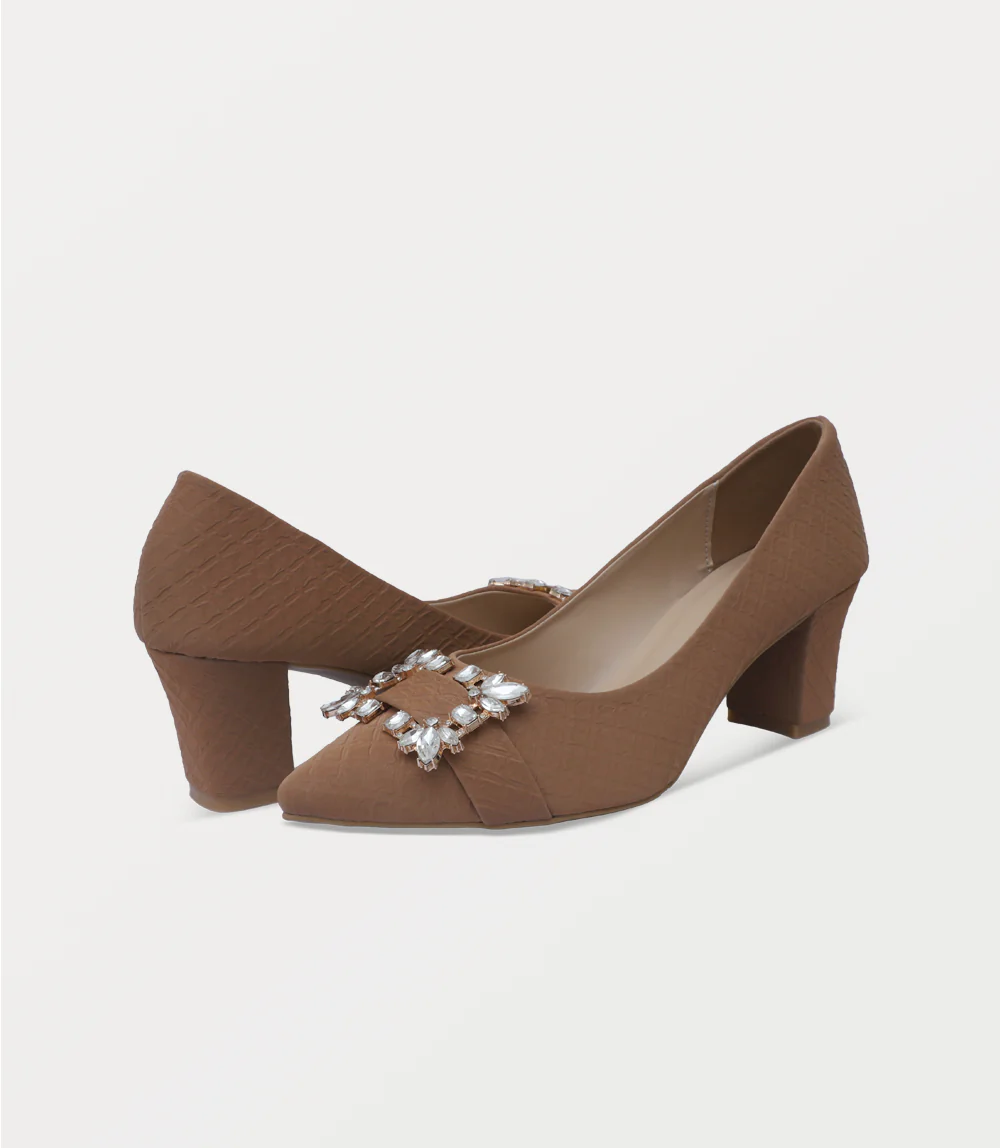 Women Court Shoes-BEIGE - Image 3