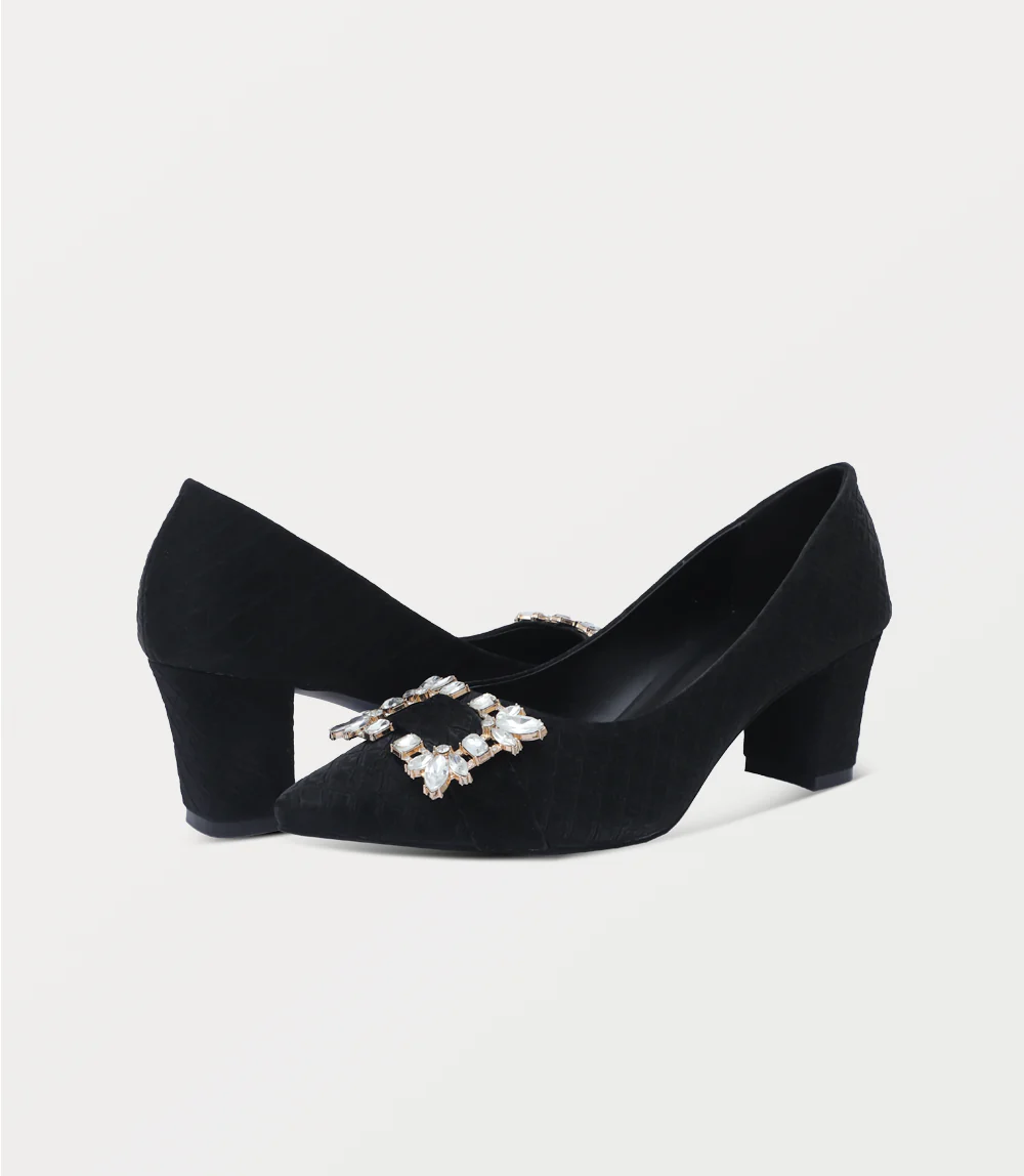 Women Court Shoes-BLACK - Image 3