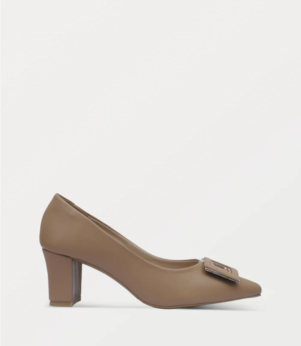Women Court Shoes-KHAKI