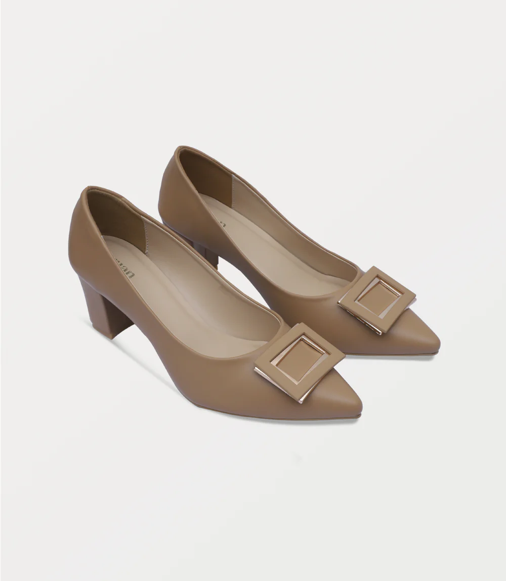 Women Court Shoes-KHAKI - Image 2