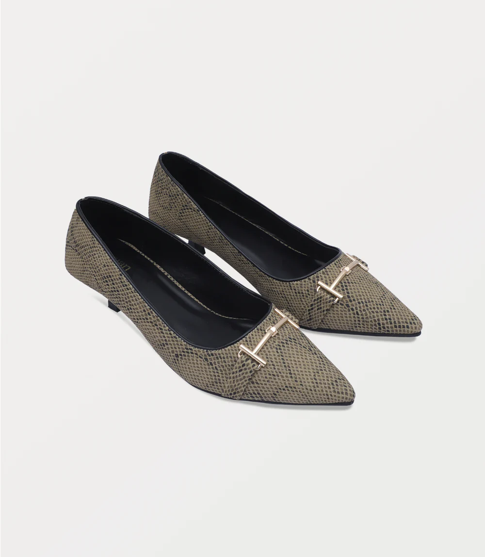 Women Court Shoes-DARK BEIGE - Image 2