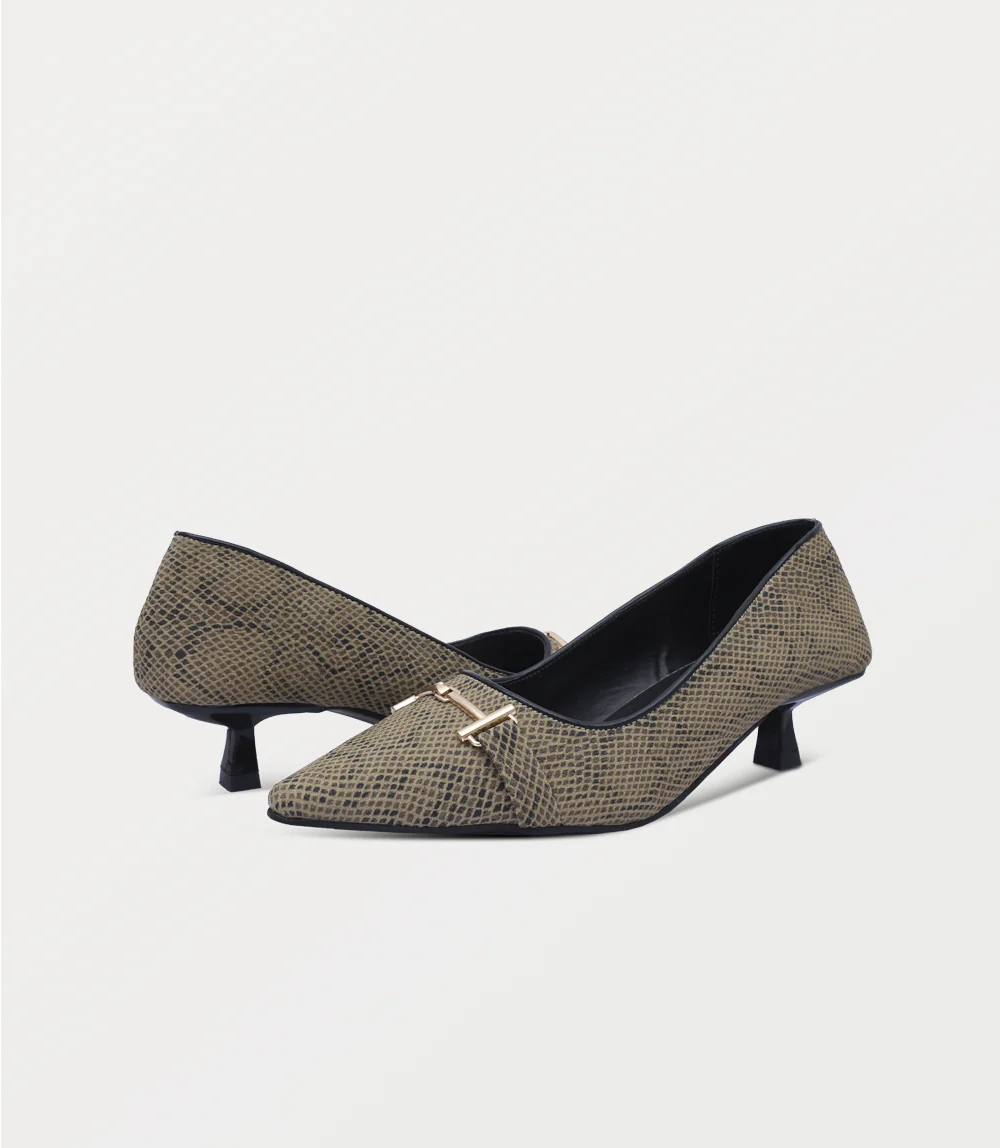 Women Court Shoes-DARK BEIGE - Image 3