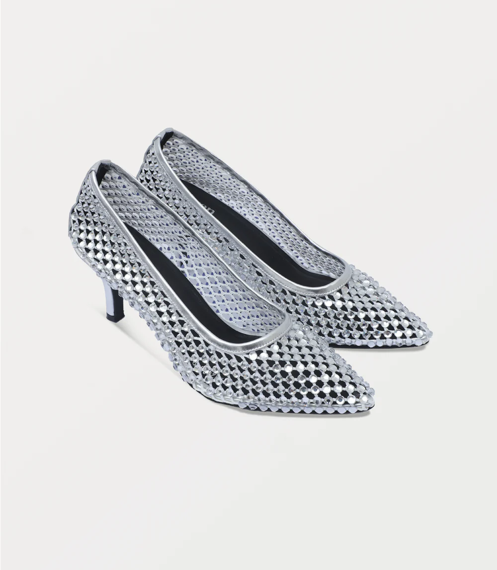 Women Court Shoes-SILVER - Image 2