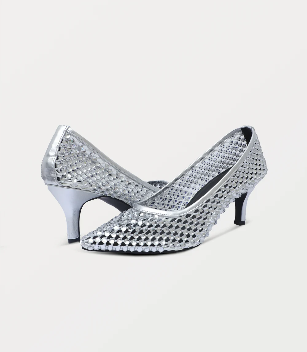 Women Court Shoes-SILVER - Image 3