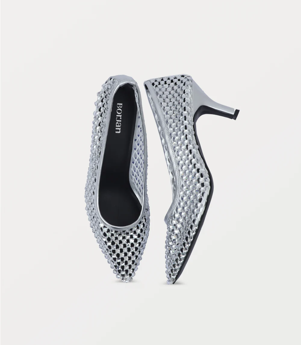 Women Court Shoes-SILVER - Image 4