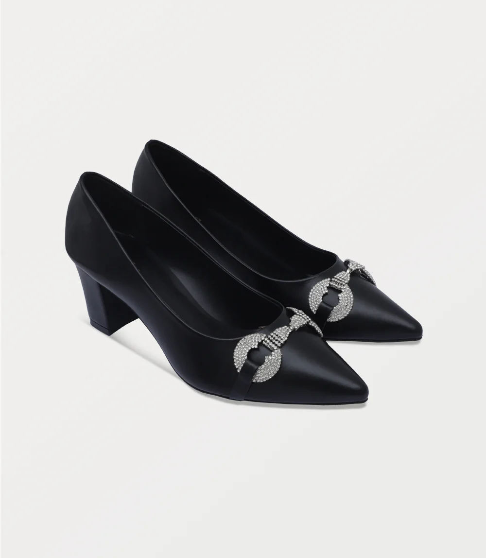 Women Court Shoes-BLACK - Image 2
