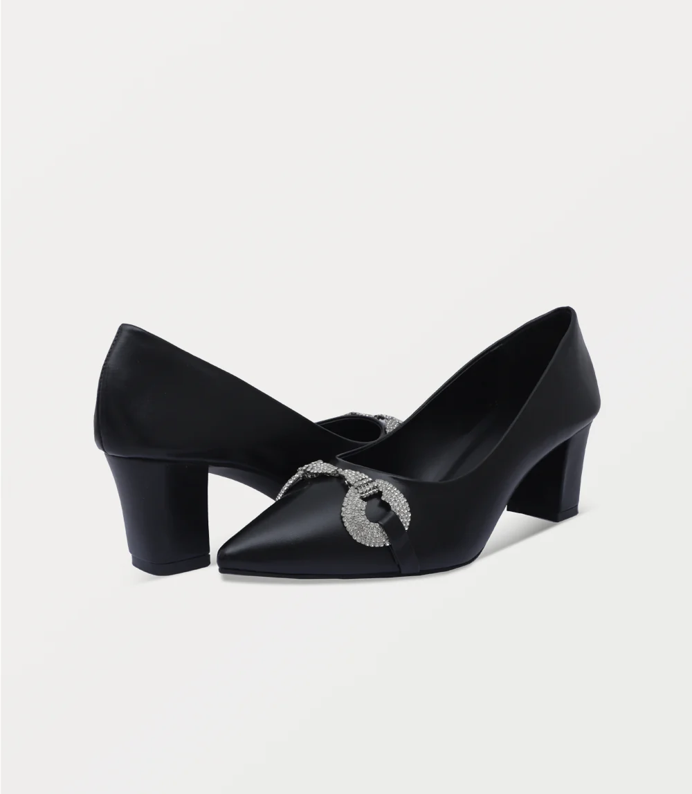 Women Court Shoes-BLACK - Image 3
