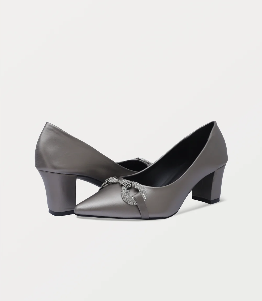 Women Court Shoes-PEWTER - Image 3