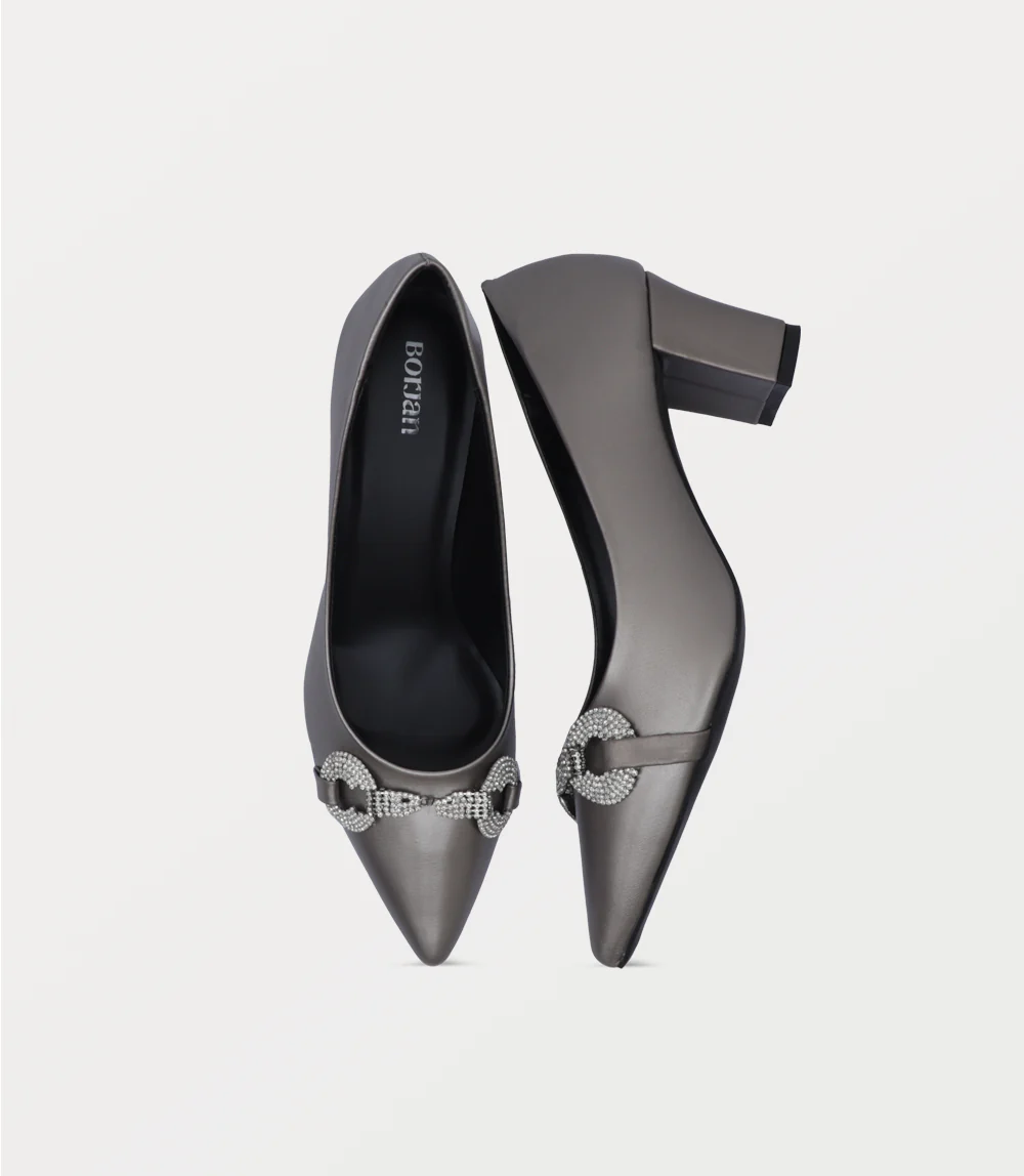 Women Court Shoes-PEWTER - Image 4