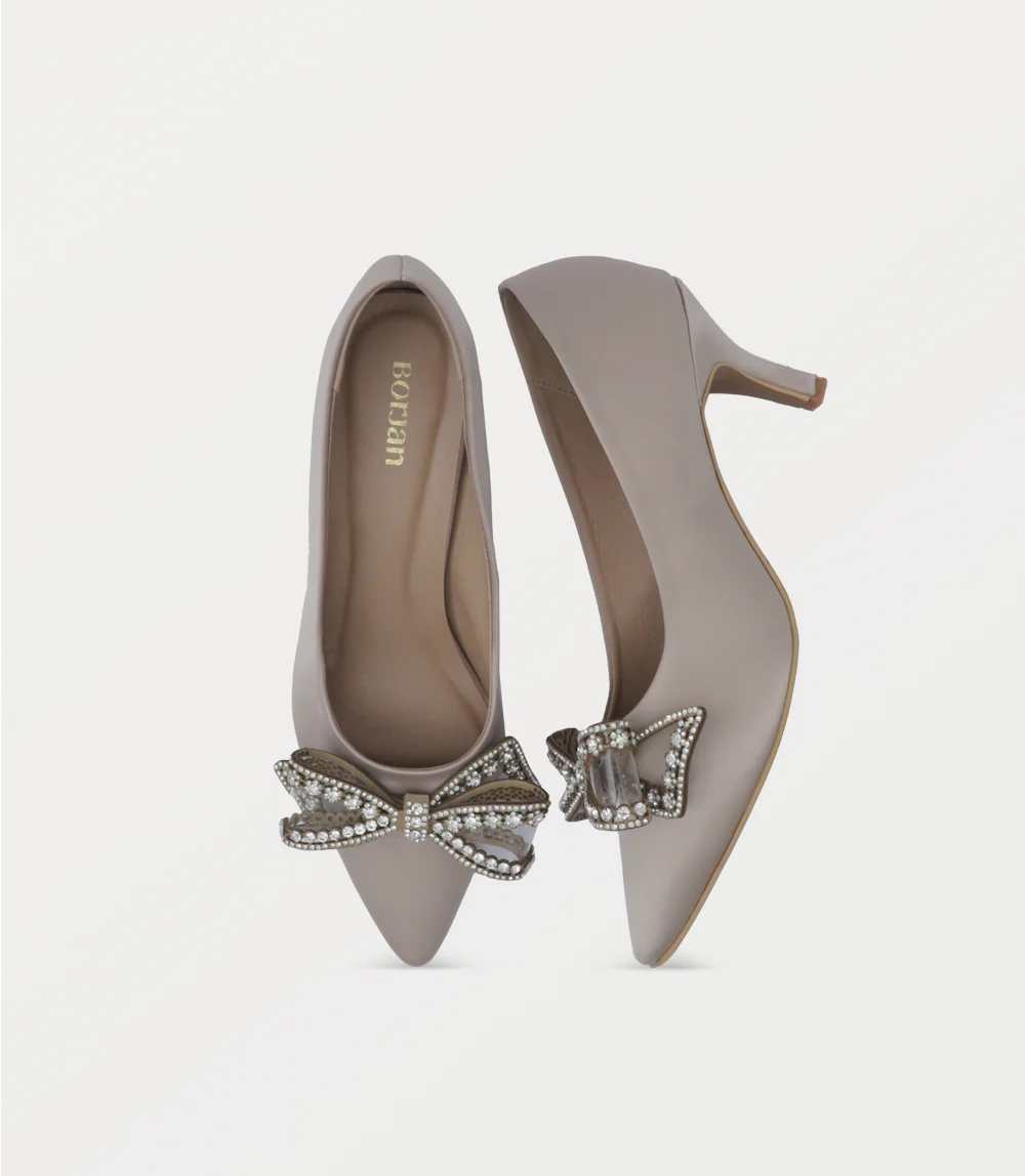 Women Court Shoes-BEIGE - Image 4
