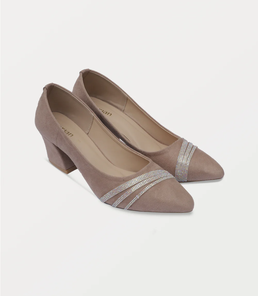 Women Court Shoes-BEIGE - Image 2