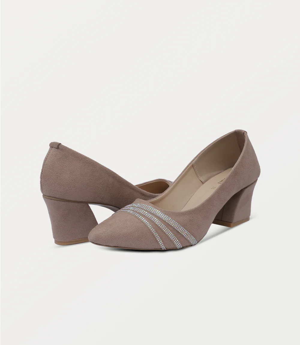 Women Court Shoes-BEIGE - Image 3