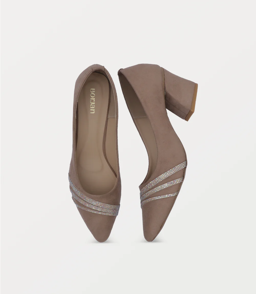 Women Court Shoes-BEIGE - Image 4