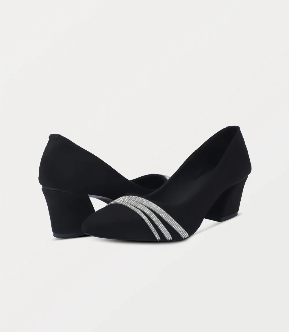 Women Court Shoes-BLACK - Image 3