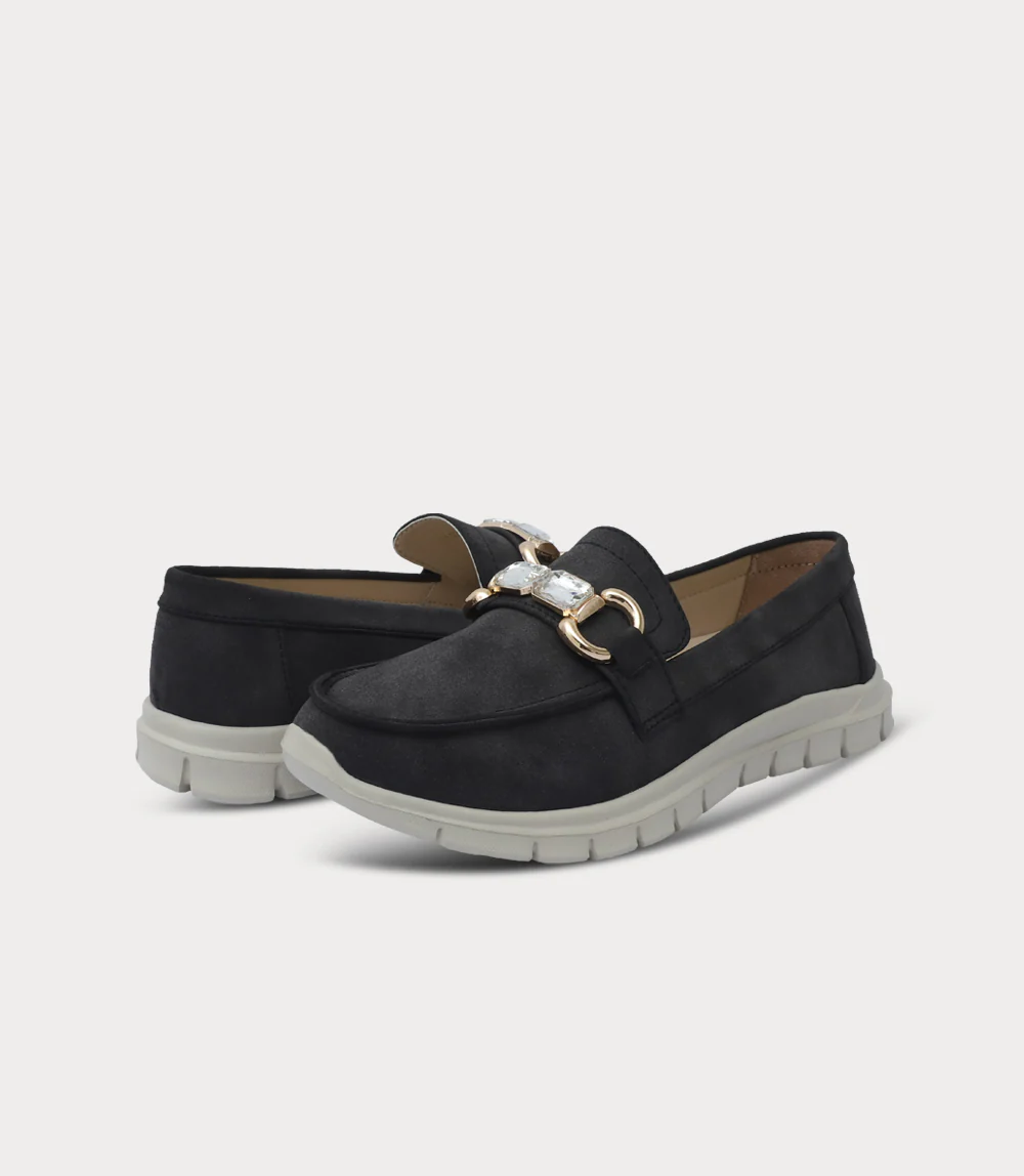 Women Moccasin-BLACK GREY - Image 3