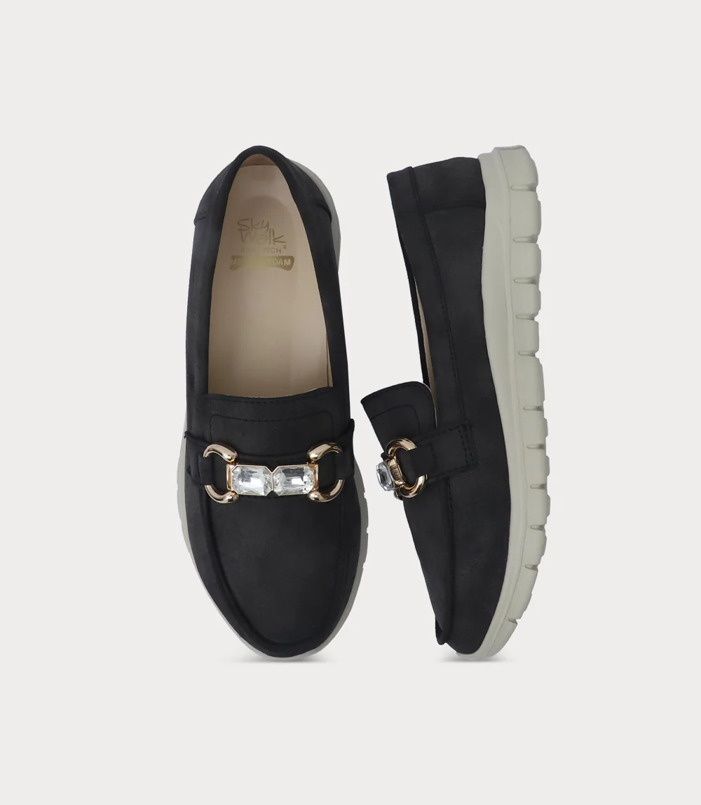 Women Moccasin-BLACK GREY - Image 4