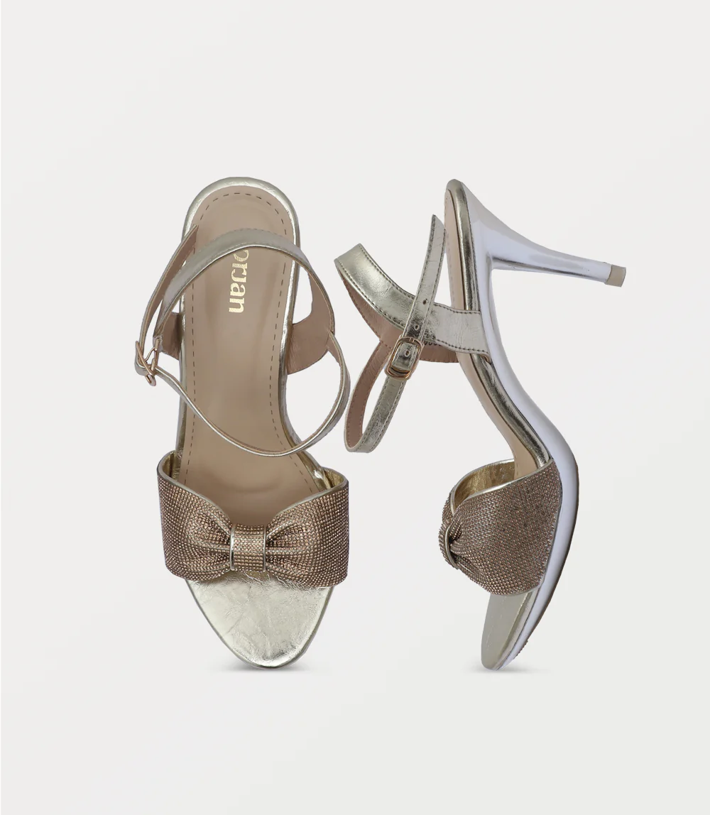 Women Sandal Heels-GOLDEN - Image 4