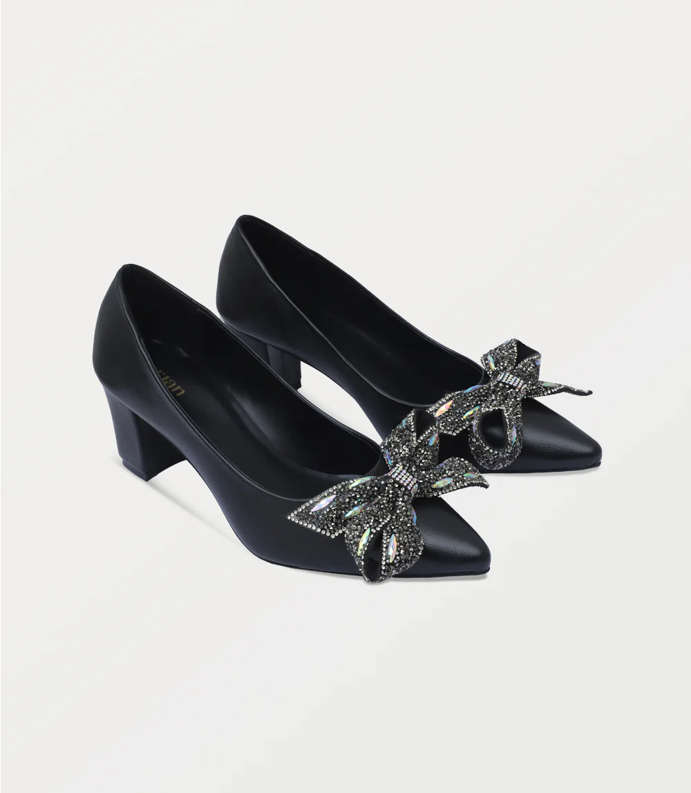 Women Court Shoes-BLACK - Image 2