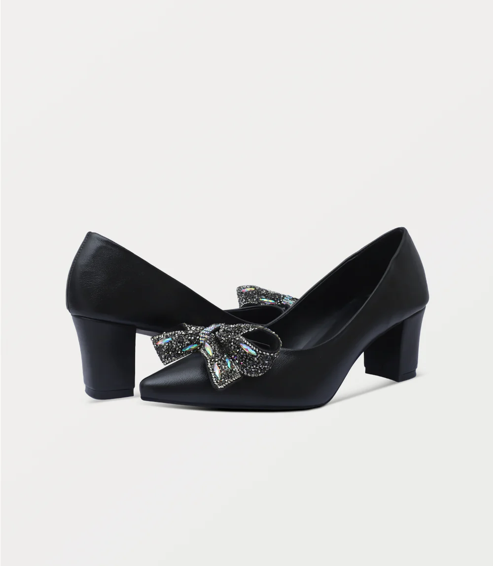 Women Court Shoes-BLACK - Image 3
