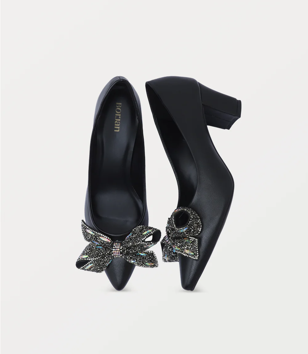 Women Court Shoes-BLACK - Image 4