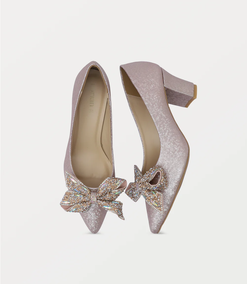 Women Court Shoes-CHAMPAGNE - Image 4