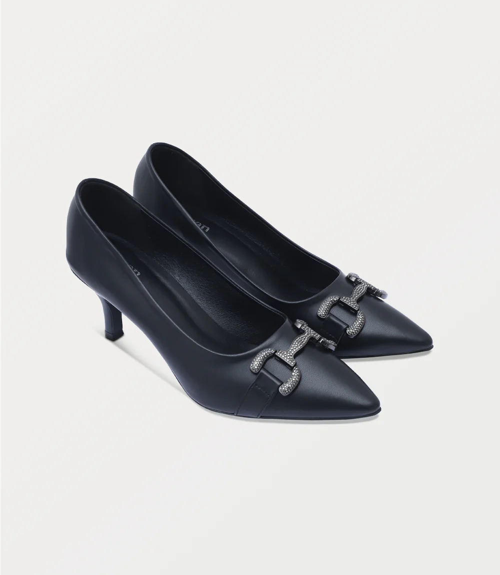 Women Court Shoes-BLACK - Image 2