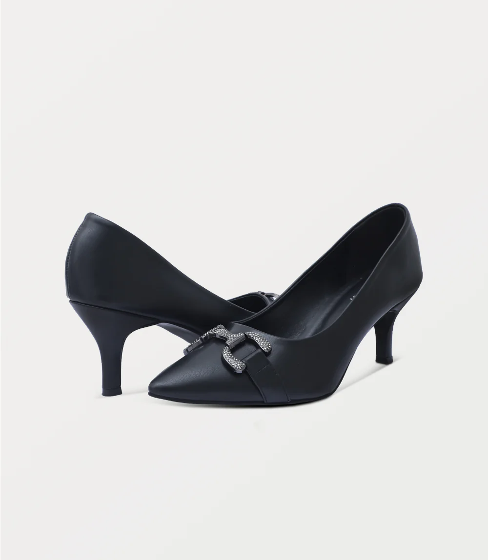 Women Court Shoes-BLACK - Image 3