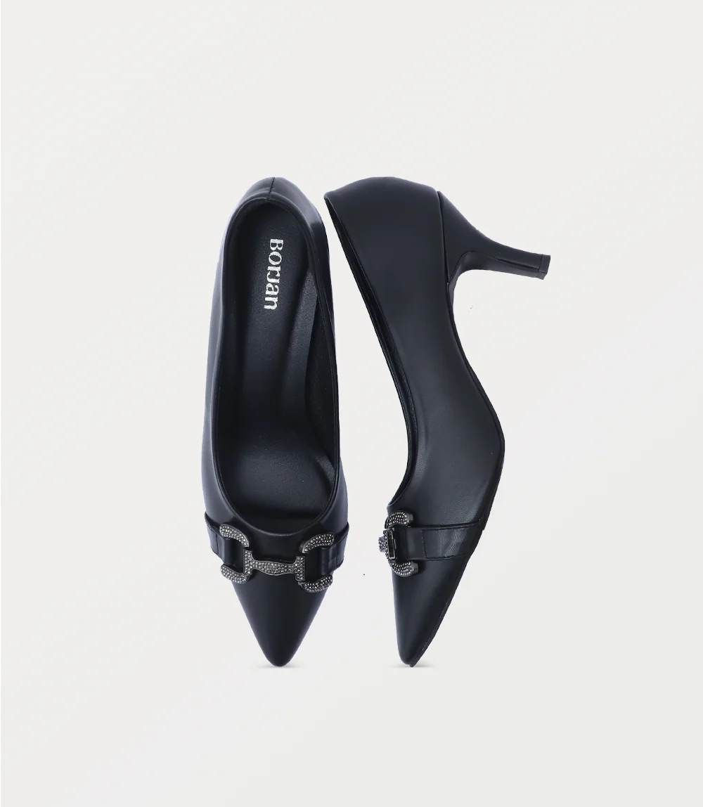 Women Court Shoes-BLACK - Image 4