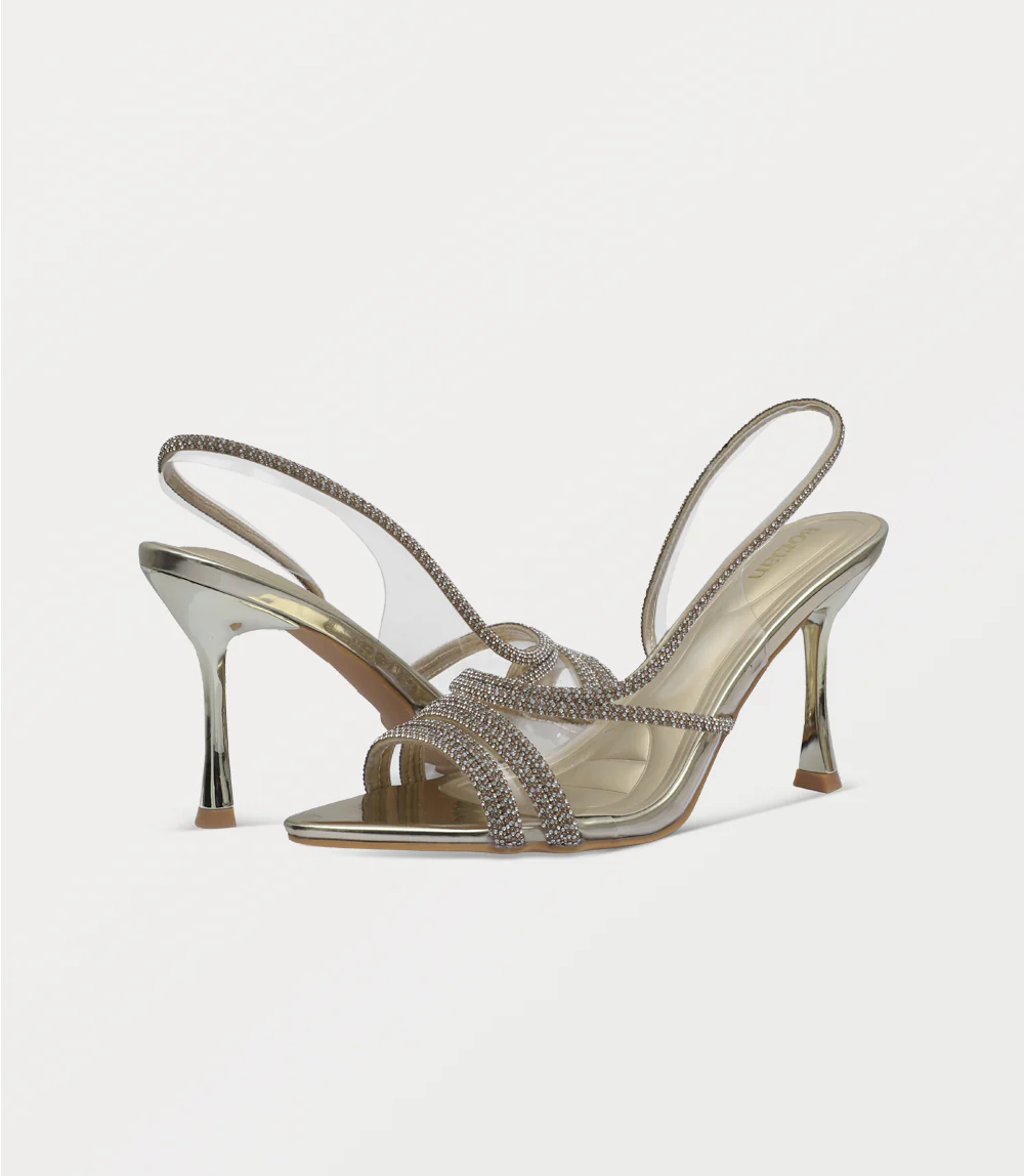 Women Sandal Heels-GOLD - Image 3