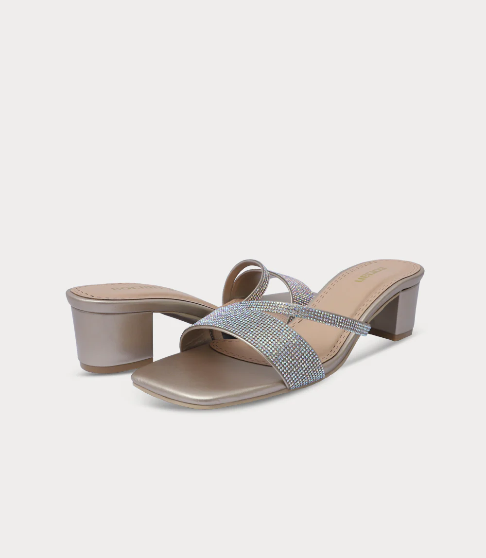 Women Slipper Heels-GOLDEN - Image 3