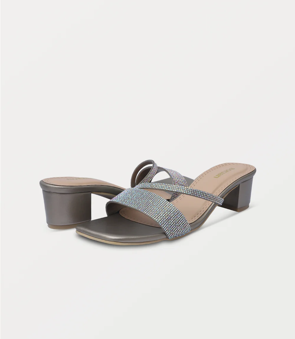 Women Slipper Heels-PEWTER - Image 3