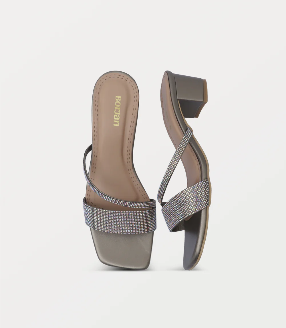 Women Slipper Heels-PEWTER - Image 4
