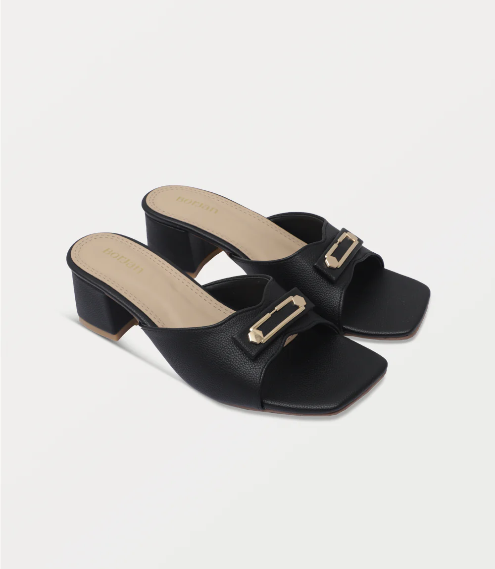 Women Slipper Heels-BLACK - Image 2