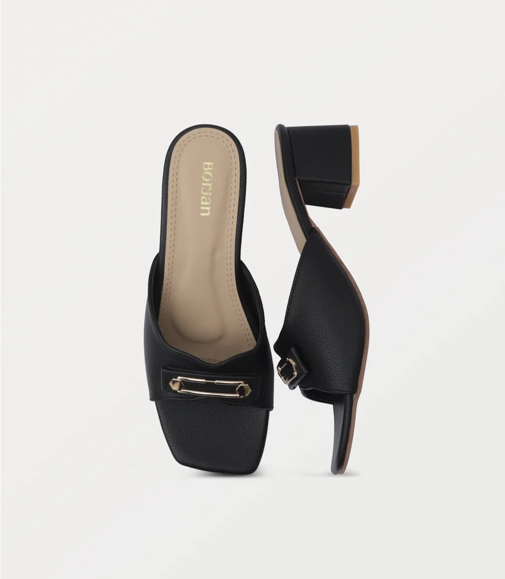Women Slipper Heels-BLACK - Image 4