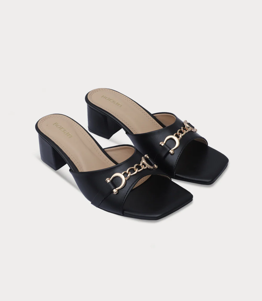 Women Slipper Heels-BLACK - Image 2