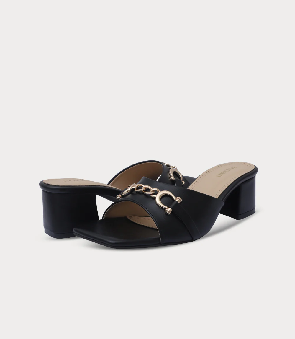 Women Slipper Heels-BLACK - Image 3